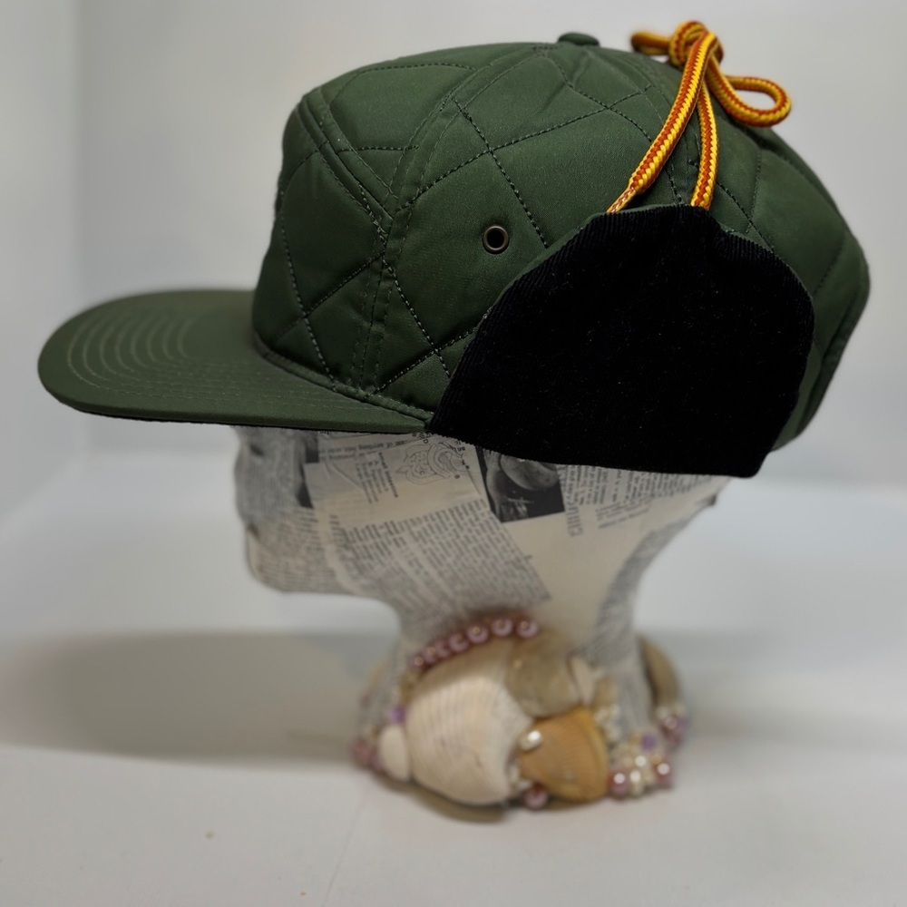 Bun’d Up Handmade Olive Green Quilted Nylon 7-Panel Cap - Picture 3 of 5